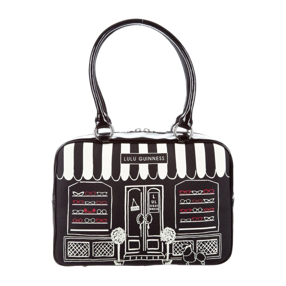 Vintage Lulu Guinness Jenny Large Eyeglass Shop Patent Leather Back & Trim